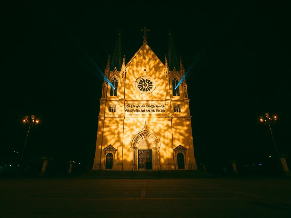 Kerkgevel volledig gevuld met een gevelprojectie